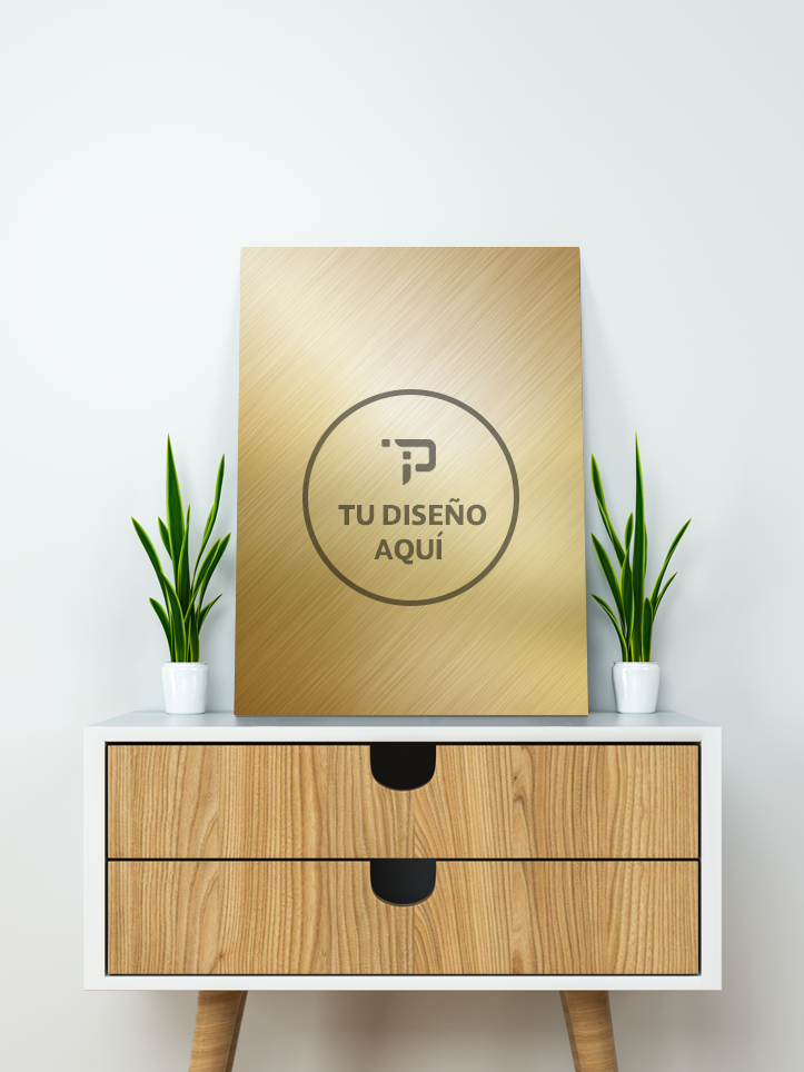 Poster cuadro aluminio dorado sublimado personalizado Pixel Jar