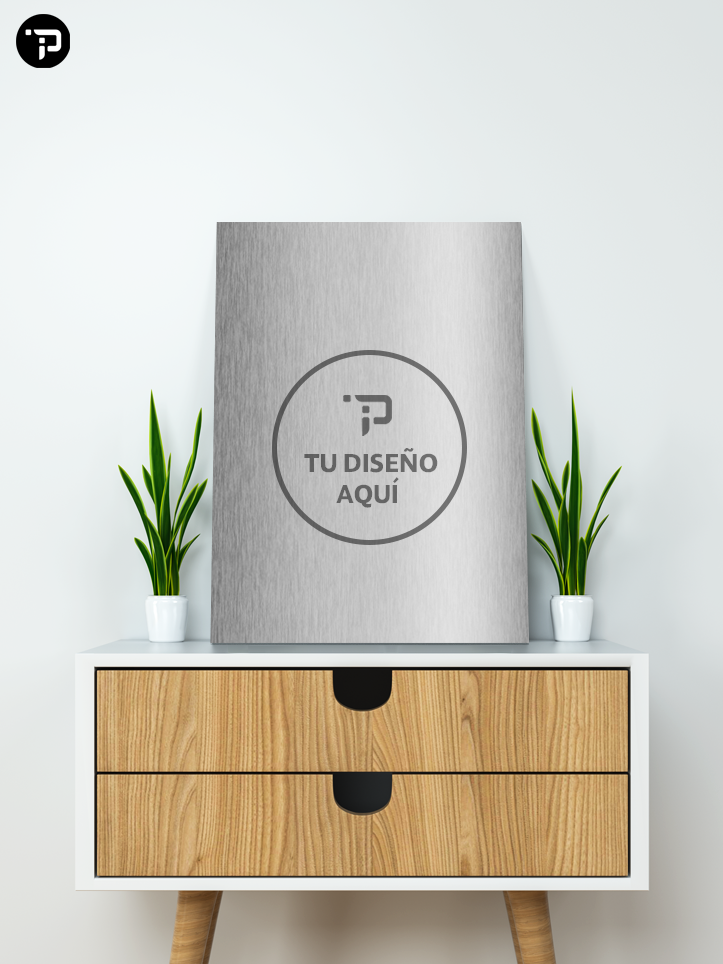 Poster cuadro aluminio plateado sublimado personalizado Pixel Jar
