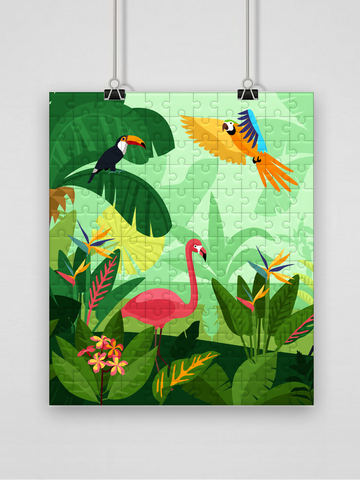 Rompecabezas piezas cuadradas ilustración Paisaje tropical