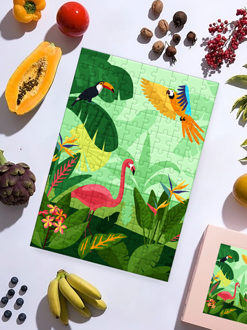 Rompecabezas piezas cuadradas ilustración Paisaje tropical