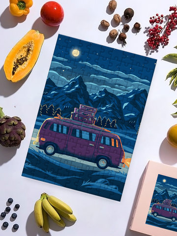 Rompecabezas piezas cuadradas ilustración Minivan
